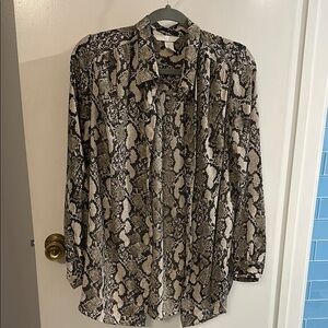 H&M Black and Cream Snake Print Blouse